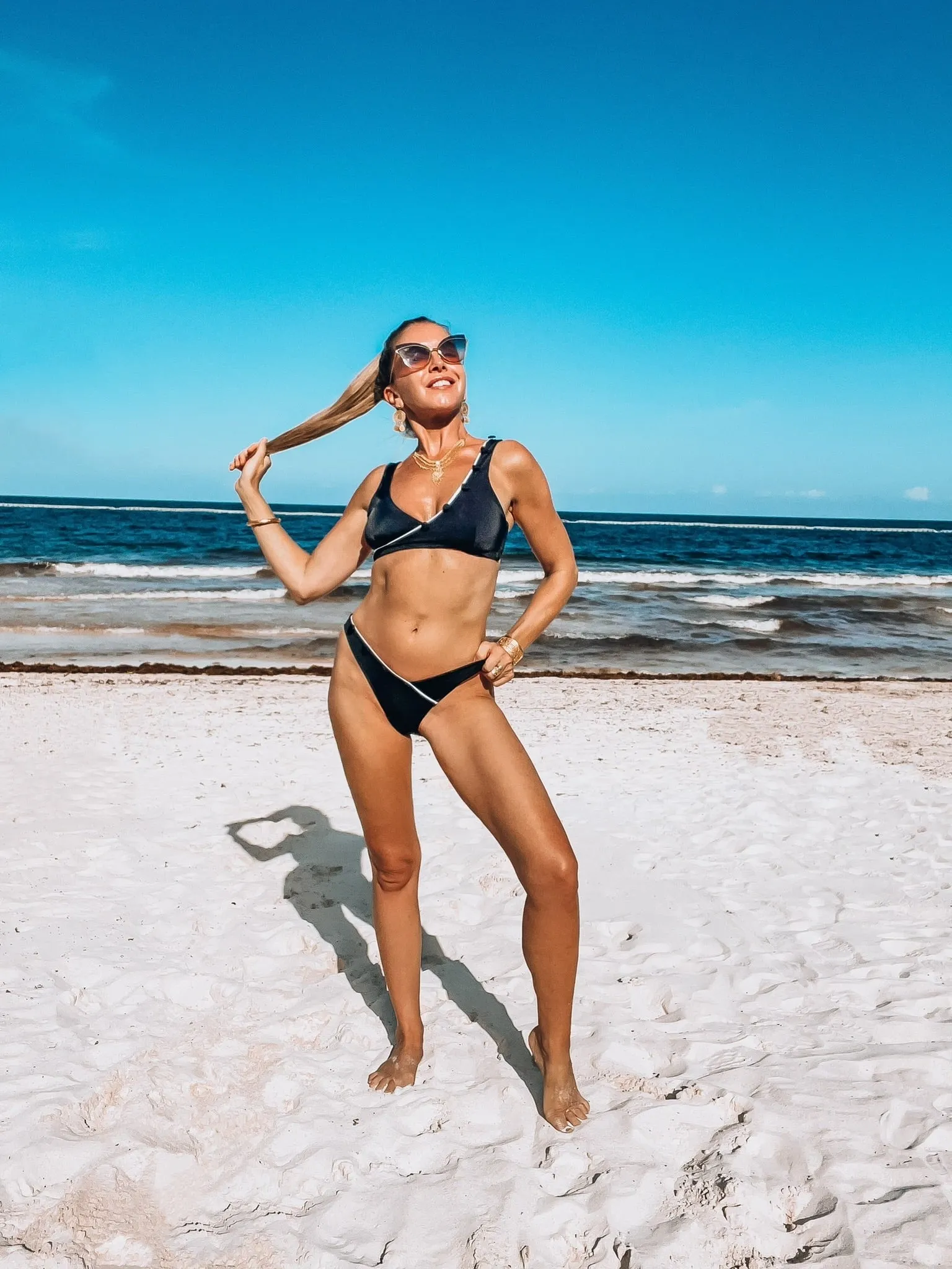 Black Bikini Bottoms with Button Detail