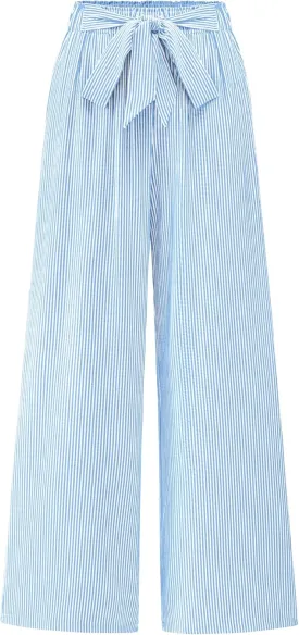 BTFBM Womens Striped Wide Leg Pants Dressy High Waist Trousers Business Casual Loose Flowy Tie Knot Palazzo Pants