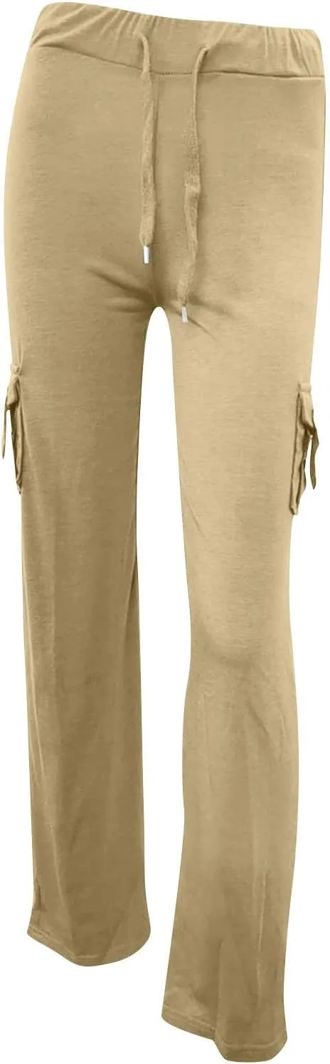 Cargo Yoga Pants with Pockets for Women Slim Fit Tight Barely Flare Leg Pants Stretch Athletic Workout Gym Pants
