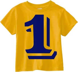 Custom Kingdom Boys and Girls 1 Number One Birthday Boy Shirt 1 Year Old Blue Print First Birthday T-Shirt