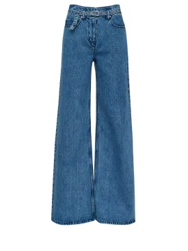 Denim Wide Leg Belted Jeans