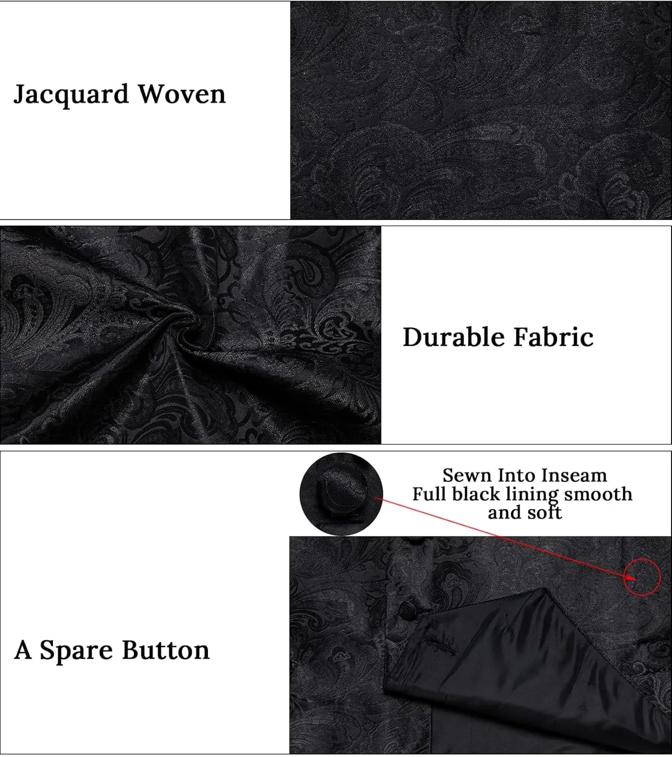 DiBanGu Mens Paisley Suit Waistcoat,Silk Dress Vest and Bowtie Pocket Square Cufflinks with Lapel Pin Set for Wedding Tuxedo