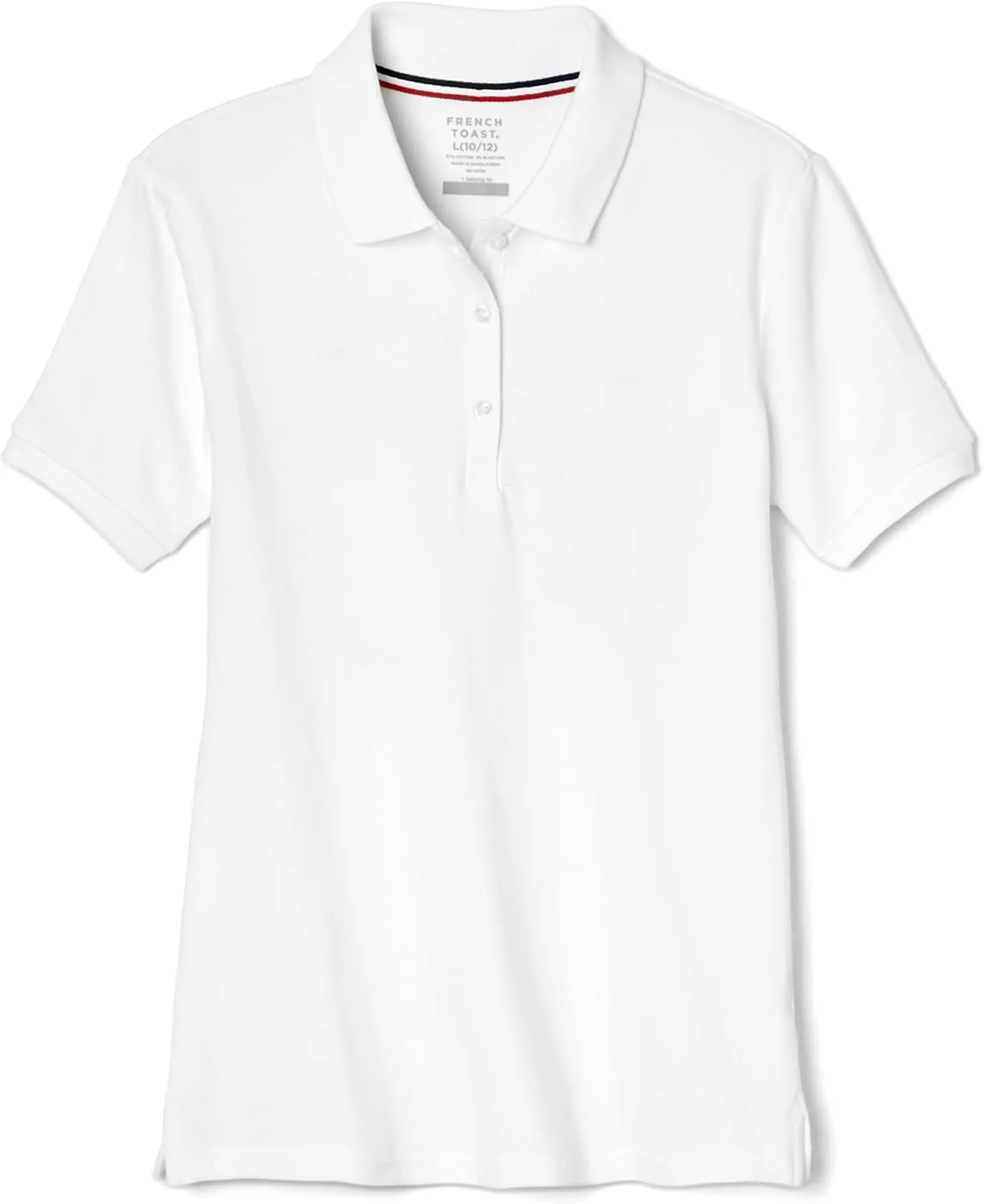 French Toast Women's Short Sleeve Stretch Pique Polo Shirt (Standard & Plus), White, Large