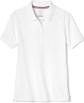 French Toast Women's Short Sleeve Stretch Pique Polo Shirt (Standard & Plus), White, Large
