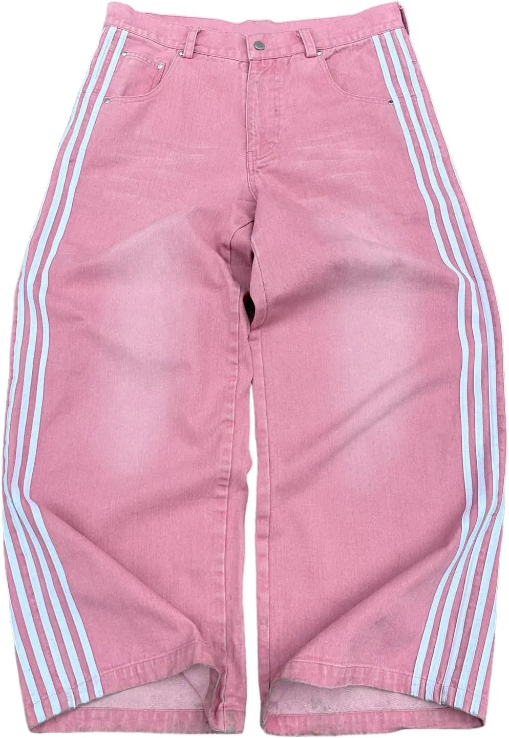 Giraropa Low Rise Jeans for Women Trendy Straight Leg Denim Pants Side Stripe Tie Bow Decor with Pocket Y2k Baggy Jeans