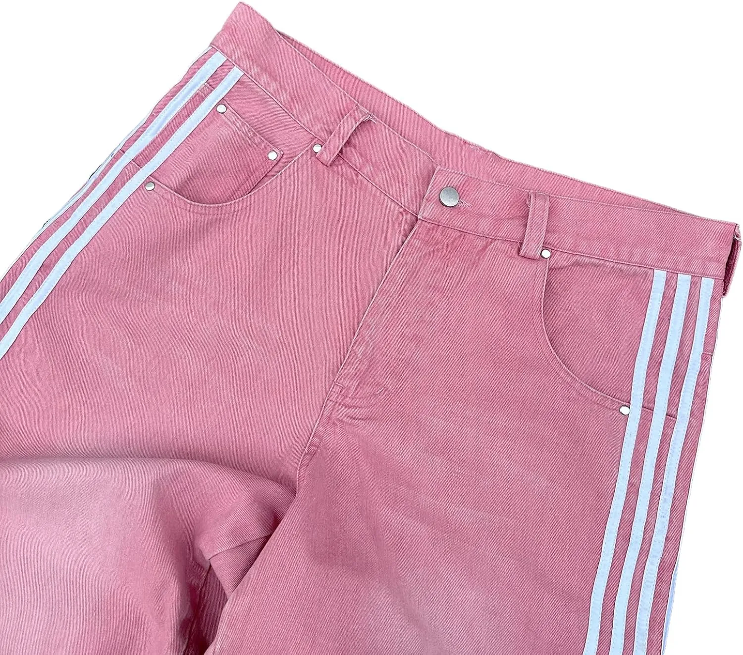 Giraropa Low Rise Jeans for Women Trendy Straight Leg Denim Pants Side Stripe Tie Bow Decor with Pocket Y2k Baggy Jeans