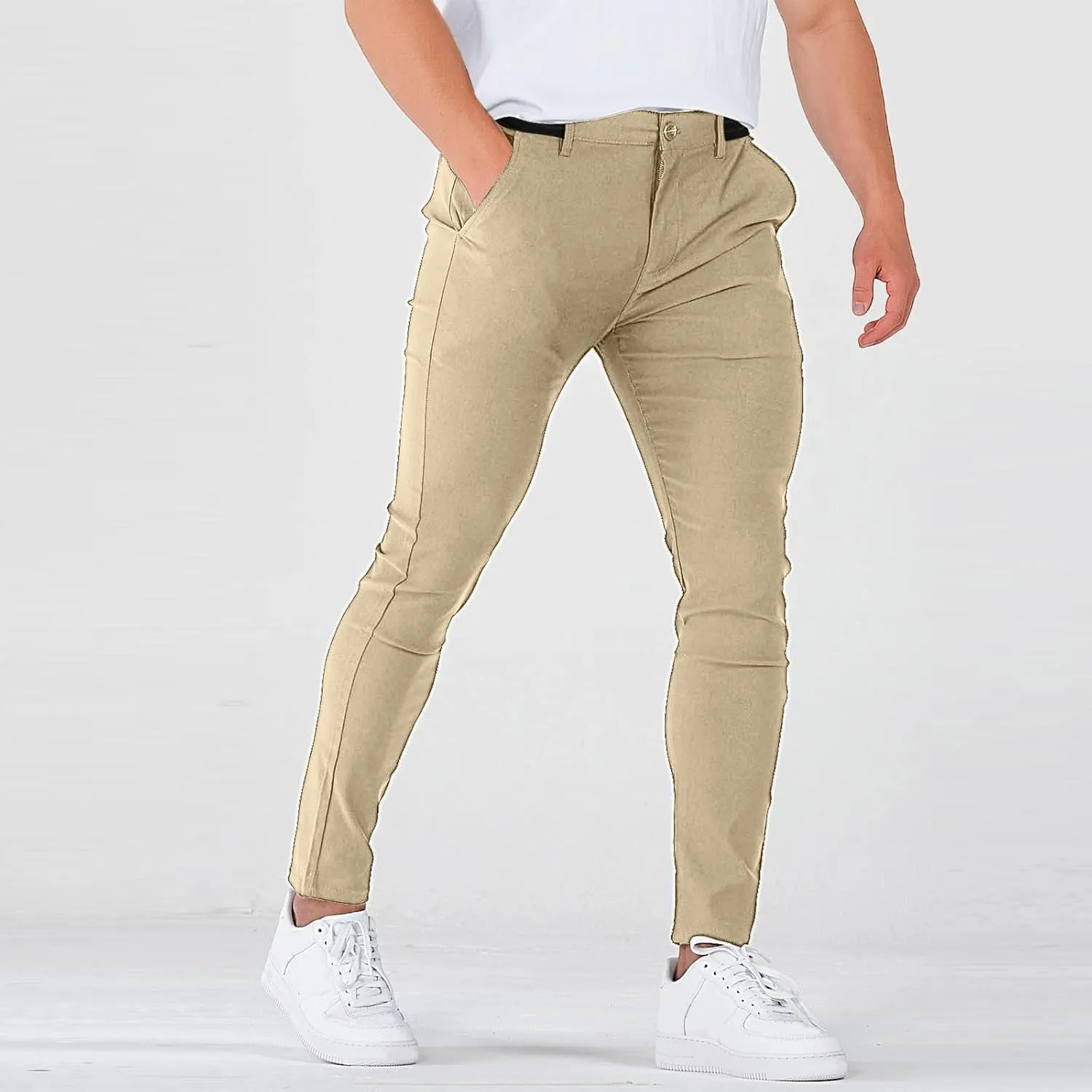 Golf Joggers Pants Men Petite Stretchy Slim Fit Dress Pants Quick Dry Elastic Waist Pull On Work Pants with Pockets