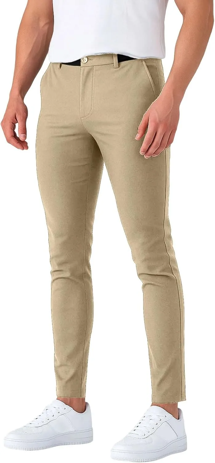 Golf Joggers Pants Men Petite Stretchy Slim Fit Dress Pants Quick Dry Elastic Waist Pull On Work Pants with Pockets