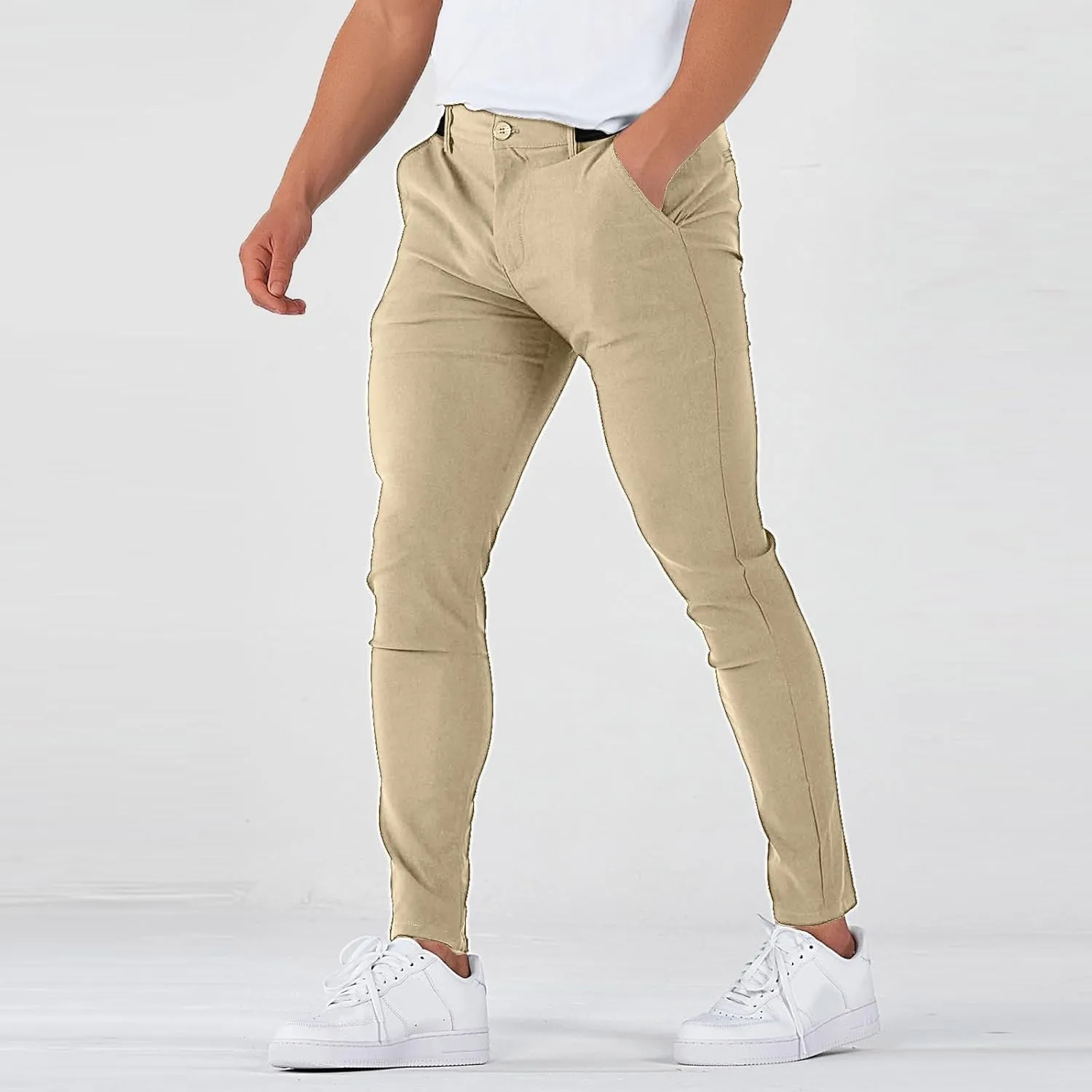 Golf Joggers Pants Men Petite Stretchy Slim Fit Dress Pants Quick Dry Elastic Waist Pull On Work Pants with Pockets
