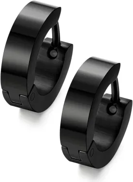 Jstyle Stainless Steel Black Unique Small Hoop Earrings for Men Huggie Earrings 1 Pairs
