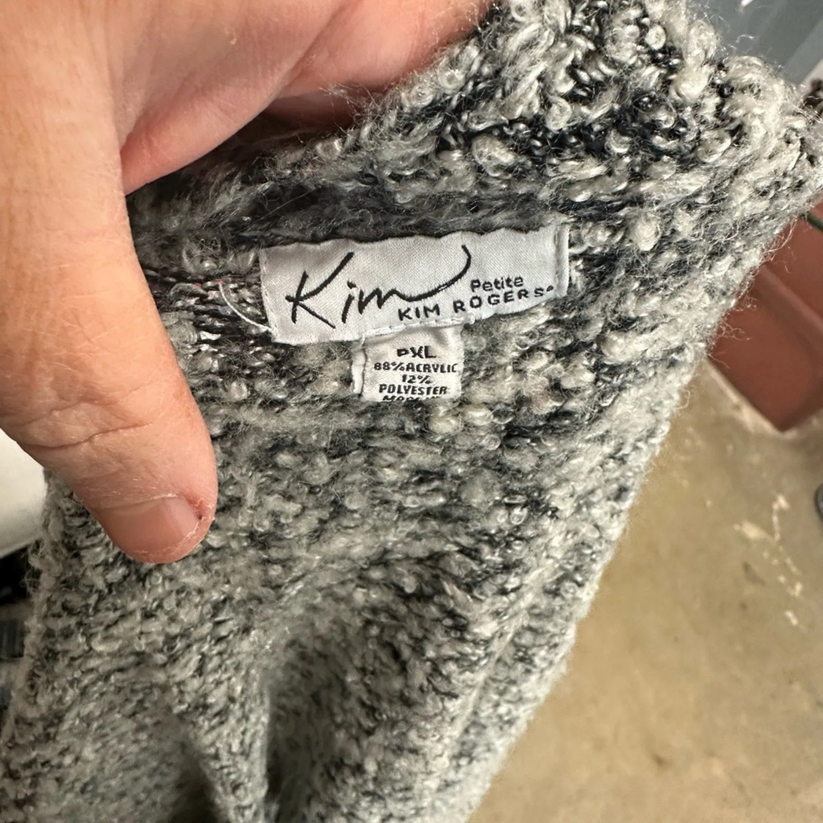 Kim Rogers Women's Gray Open-Front Sweater
