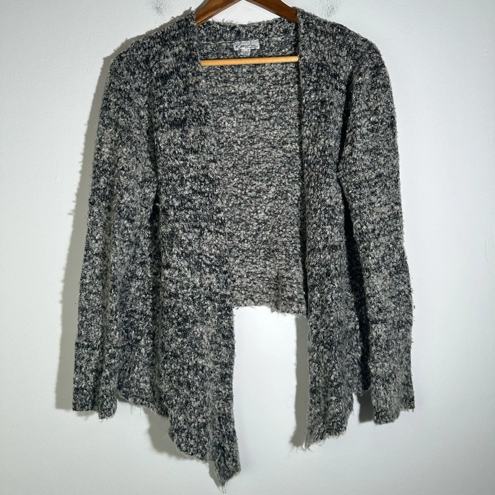 Kim Rogers Women's Gray Open-Front Sweater
