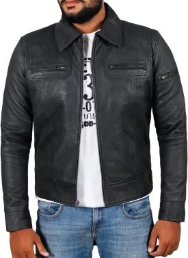 Laverapelle Men's Genuine Lambskin Leather Jacket (Black, Biker Jacket) - 1501200