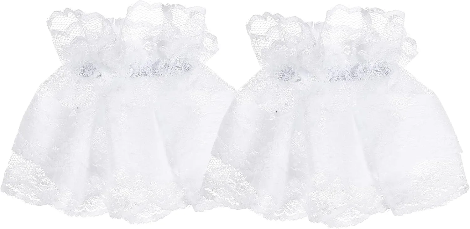 Lolita Lace Gloves Hand Sleeve Bracelet Tea Party Gloves Ruffled Wrist Cuff for Wedding Prom Costume Accessories