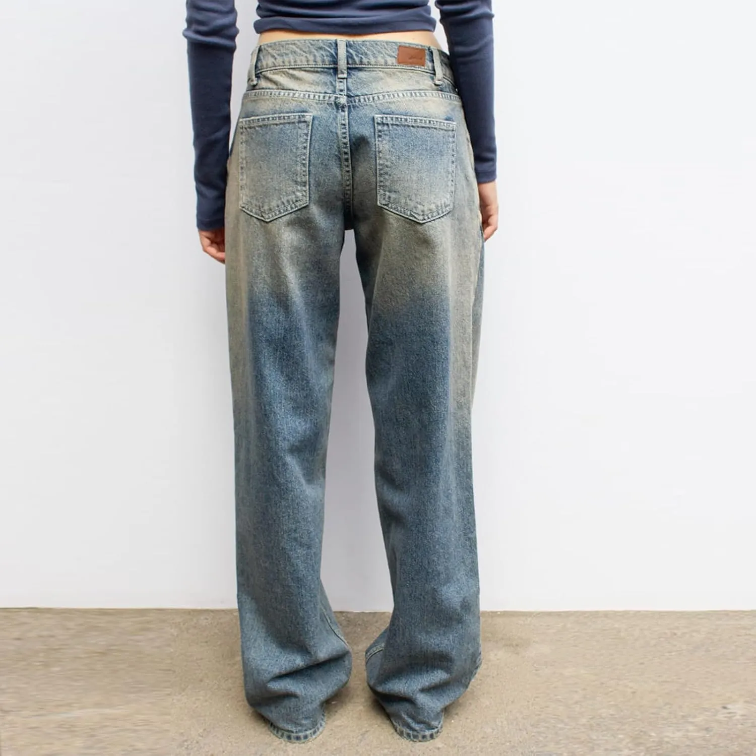 Low Rise Baggy Jeans for Women Y2k Boyfriend Straight Wide Leg Jeans Loose Fit Denim Pants Streetwear