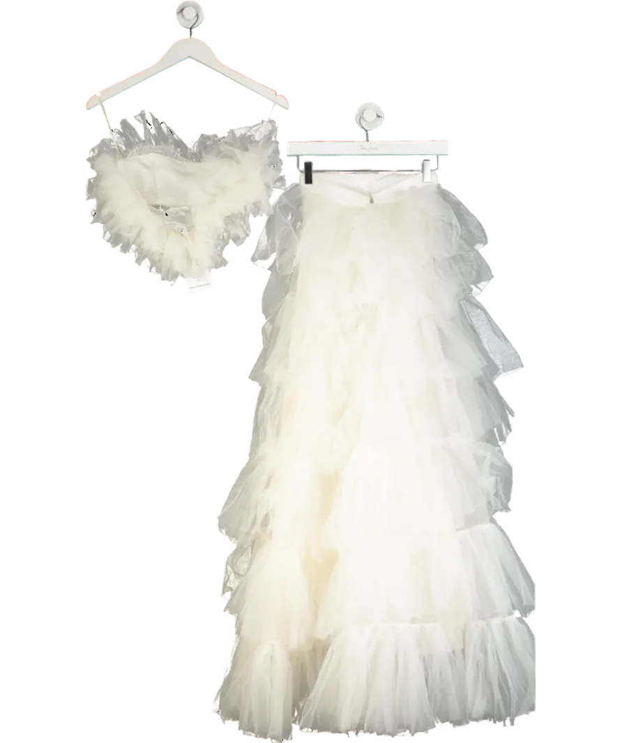 Millia London White Jasmine Strapless Bralette And Skirt UK XS