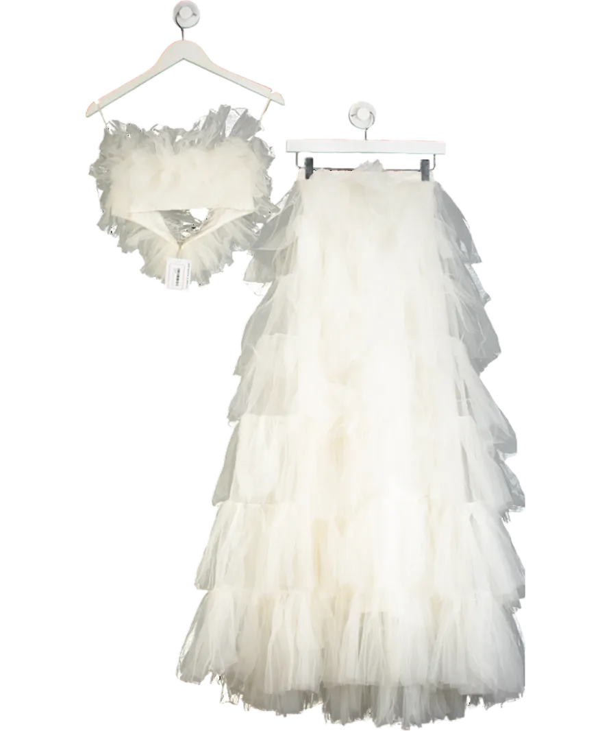 Millia London White Jasmine Strapless Bralette And Skirt UK XS