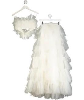 Millia London White Jasmine Strapless Bralette And Skirt UK XS