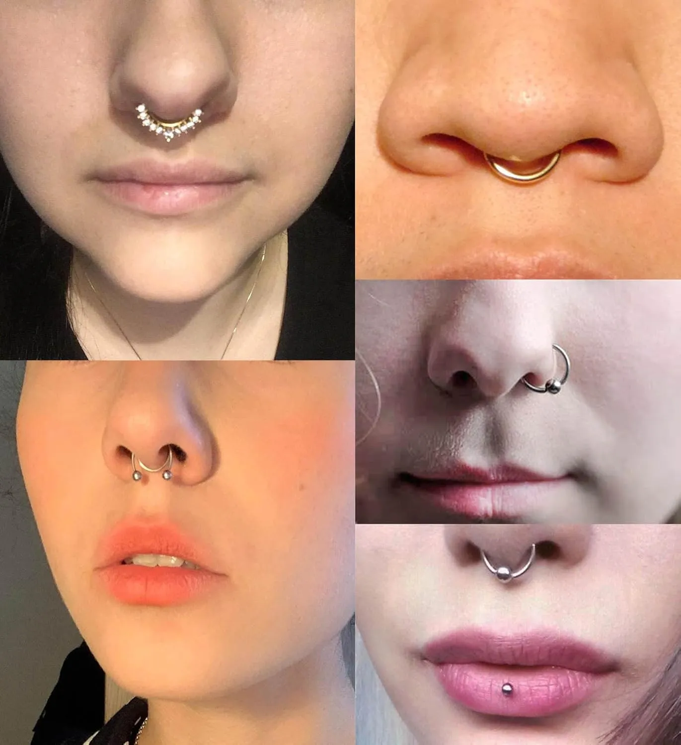 MODRSA Faux Septum Nose Rings - Clip on Septum Ring, Non Piercing Fake Nose Jewelry - Silver, Gold, Black