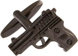 MRCUFF Pistol Handgun Gunmetal Black Gun Pair Cufflinks in a Presentation Gift Box & Polishing Cloth