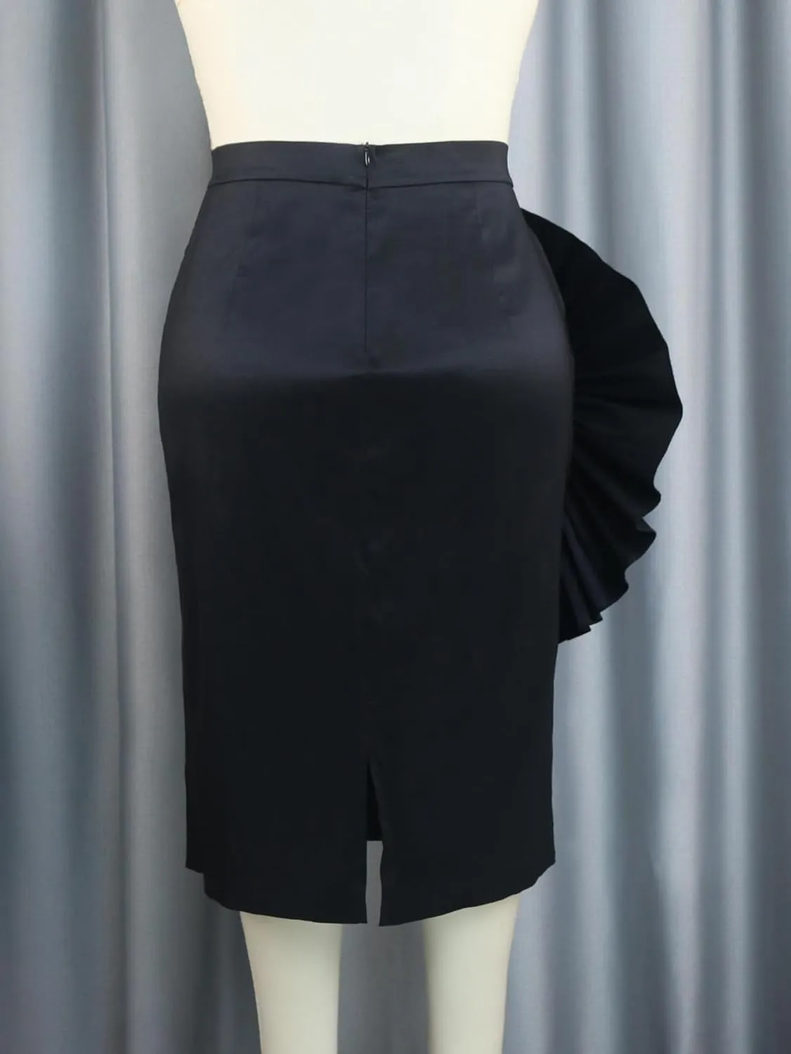 ONTINVA Stylish Women Black Bodycon Midi Skirt with Big Flower Sequins High Waist Fitted Skirts Party Club