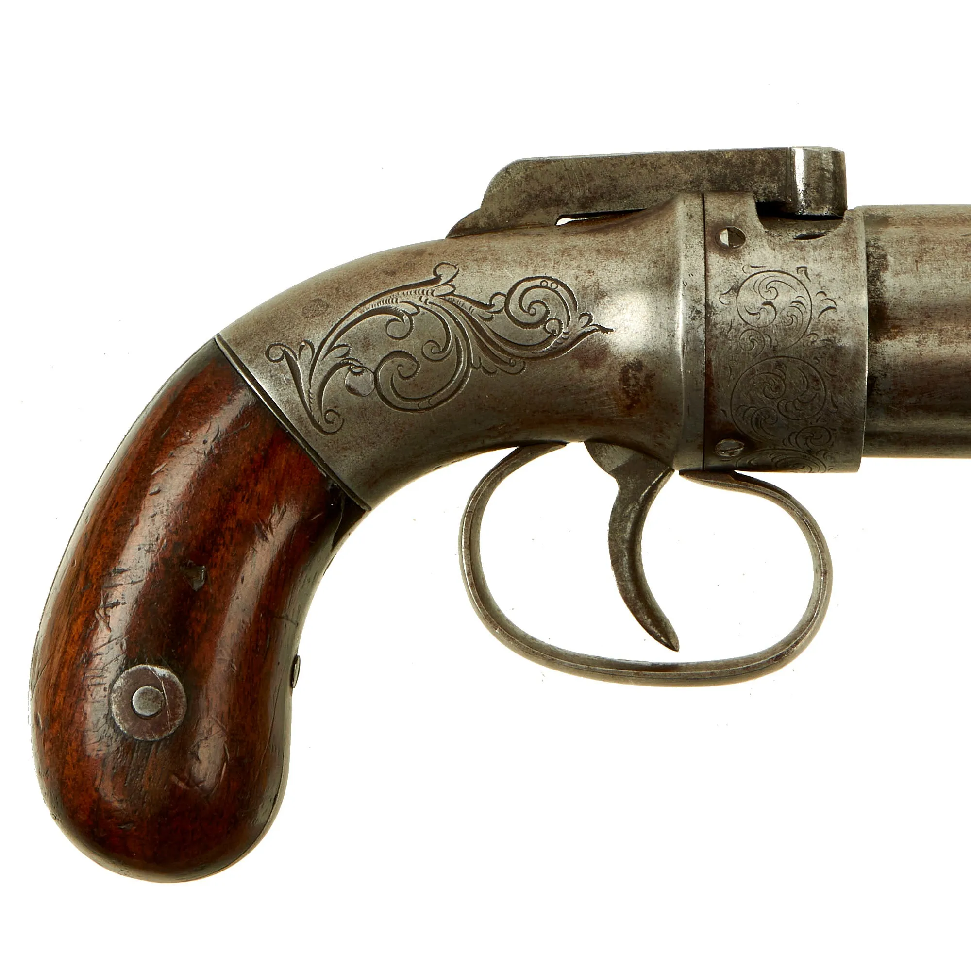 Original U.S. 19th Century Allen & Thurber 1845 Patent Percussion Pepperbox Revolver - Matching Serial 98