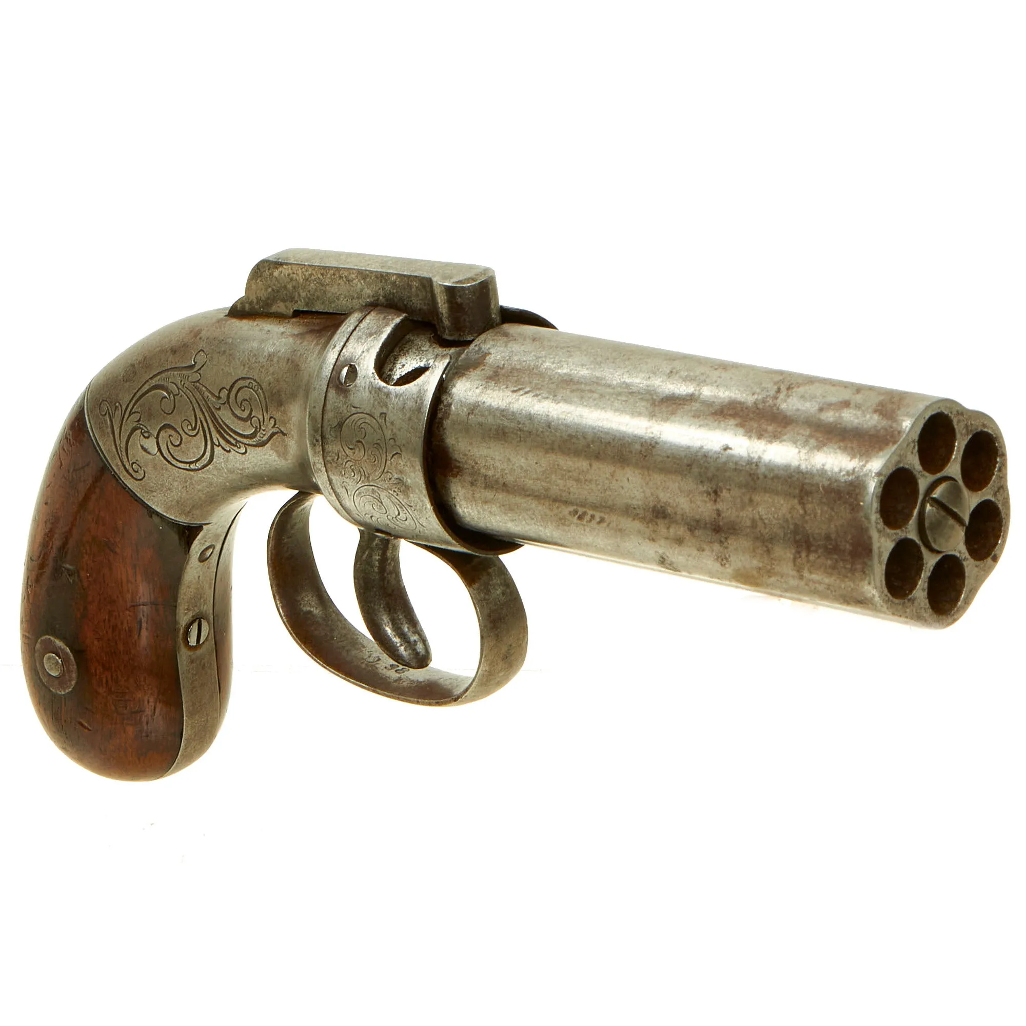 Original U.S. 19th Century Allen & Thurber 1845 Patent Percussion Pepperbox Revolver - Matching Serial 98