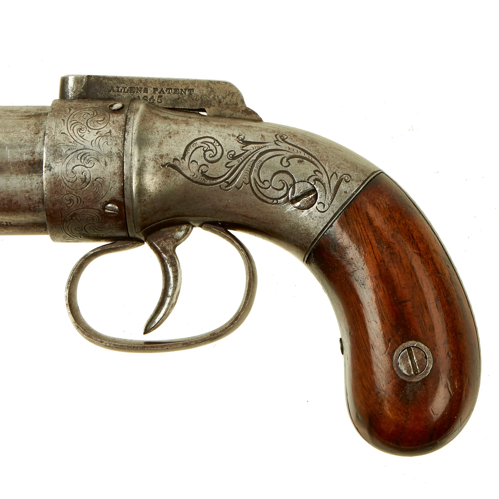 Original U.S. 19th Century Allen & Thurber 1845 Patent Percussion Pepperbox Revolver - Matching Serial 98