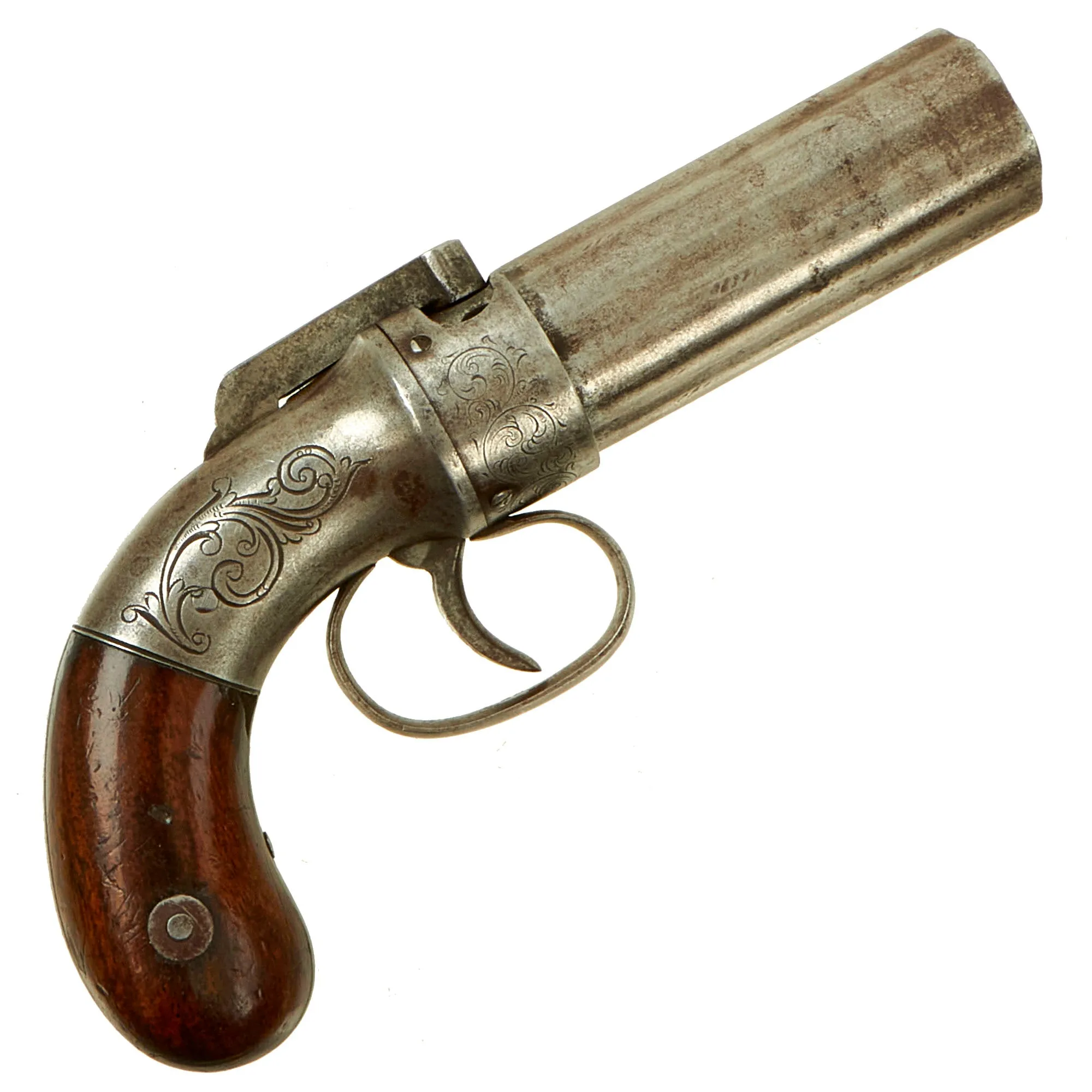 Original U.S. 19th Century Allen & Thurber 1845 Patent Percussion Pepperbox Revolver - Matching Serial 98