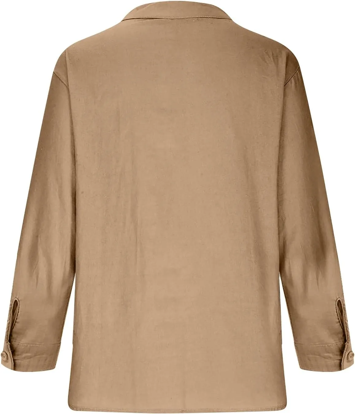 Plus Size Linen Tops for Women V Neck Long Sleeve Button Down Shirts Office Work Blouse Summer Beach Vacation Tunics