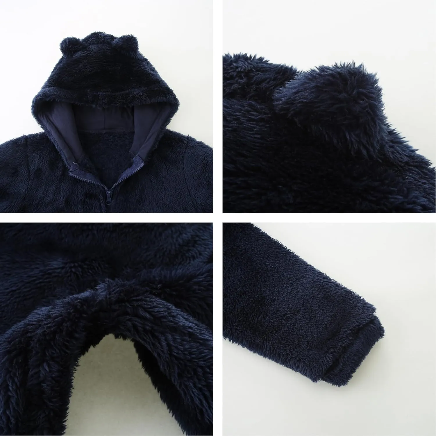Toddler Winter Coat Fleece Zip up Hooded Bear Ears Warm Fuzzy Baby Kids Jacket Outerwear Sweater