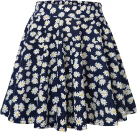 Urban CoCo Women's Mini Skater Flared Skirt Printed and Solid Tennis Skirt