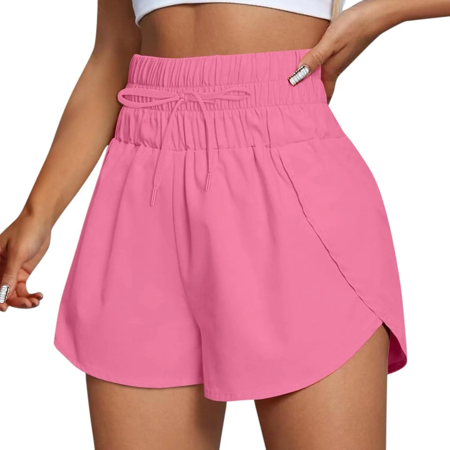Women Casual Running Exercise Shorts Active Athletic Gym Workout Flowy Sweatpants Trendy Side Slit Casual Short Pants