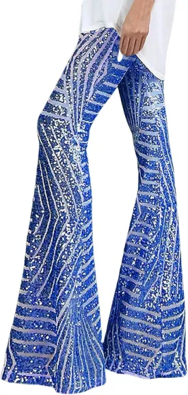 Women Sequin Flare Leggings Women's High Waisted Sequin Loose Drape Wide Leg Pants Fashion Pencil Pants with