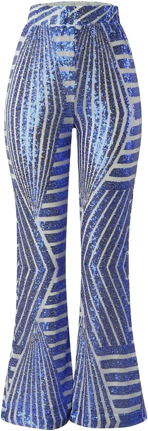 Women Sequin Flare Leggings Women's High Waisted Sequin Loose Drape Wide Leg Pants Fashion Pencil Pants with