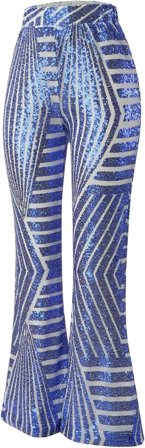 Women Sequin Flare Leggings Women's High Waisted Sequin Loose Drape Wide Leg Pants Fashion Pencil Pants with