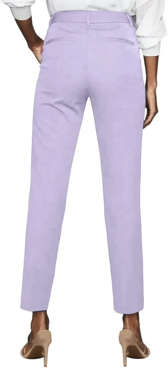 Womens Dress Pants High Stretch Straight Leg Black Pants for Work Business Casual with Pockets