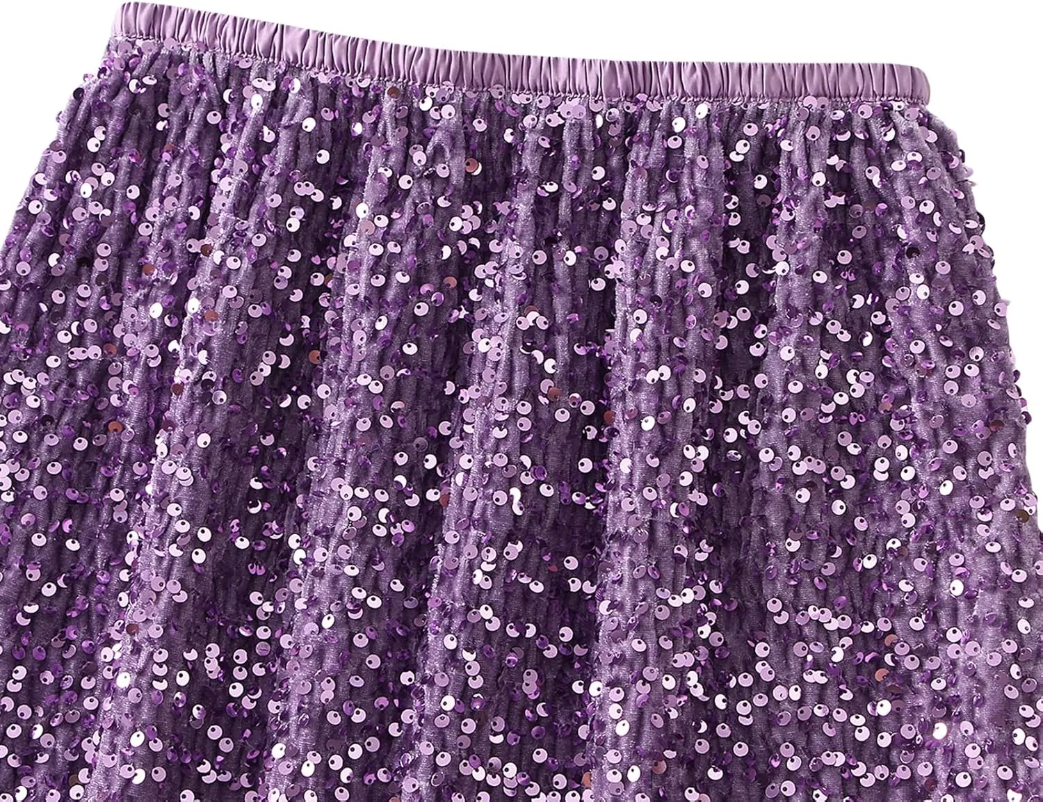 Women's Elegant Sparkly Sequin Midi Skirt Elastic High Waist Shiny Glitter Pencil Formal Party Long Skirt