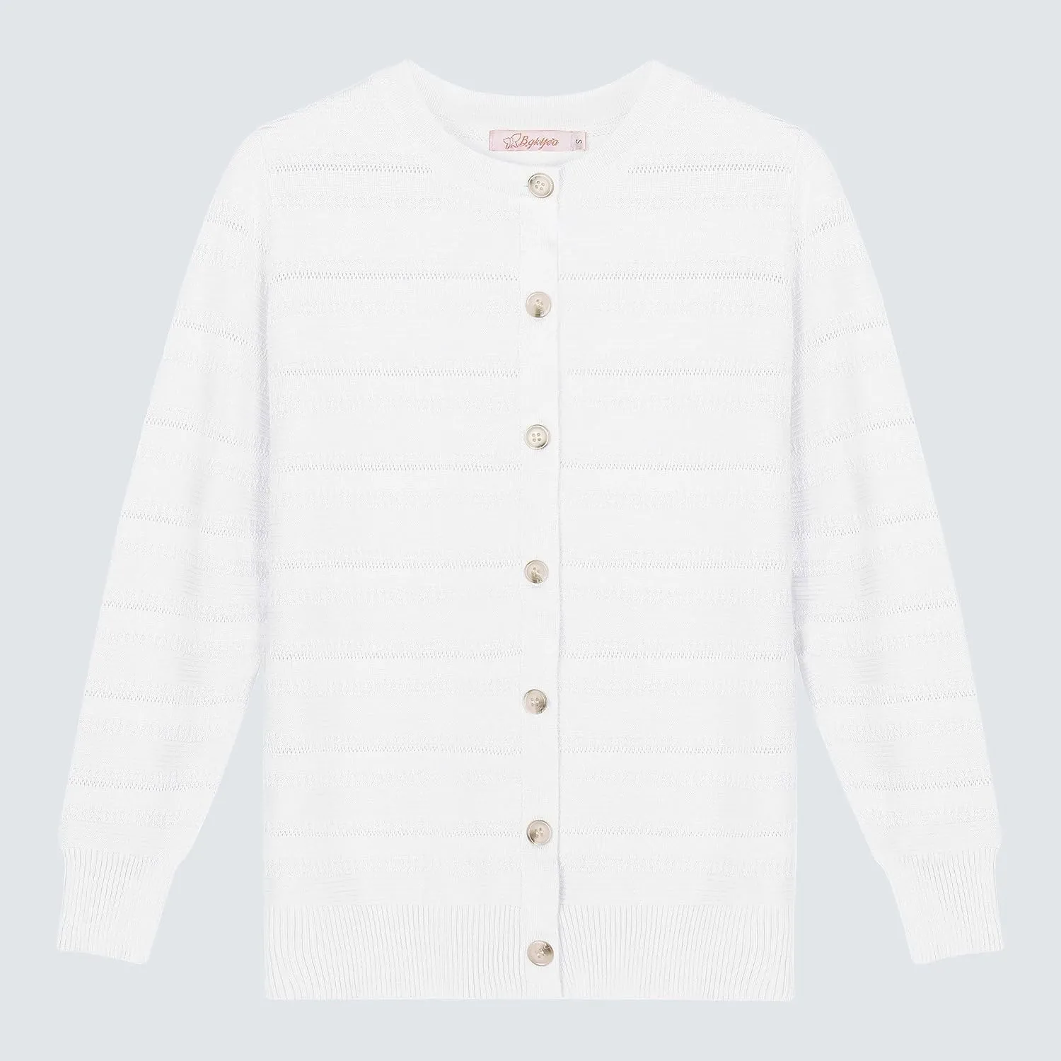 Women's Lightweight Crew Neck Button Down Long Sleeve Cardigan Knit Open Front Sweater